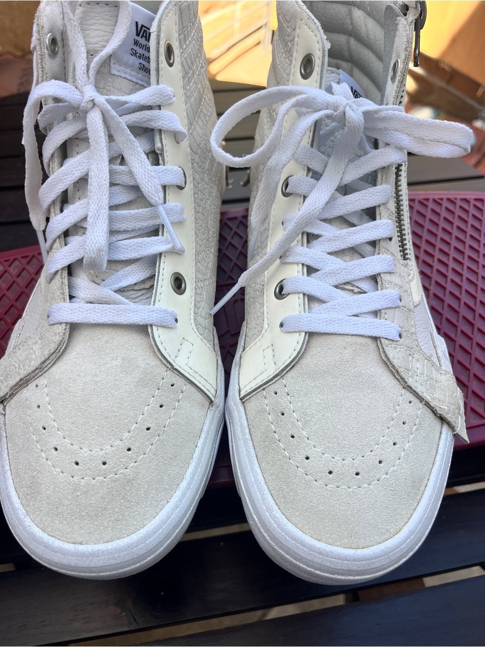 Vans High-Top Sneakers in White and Cream